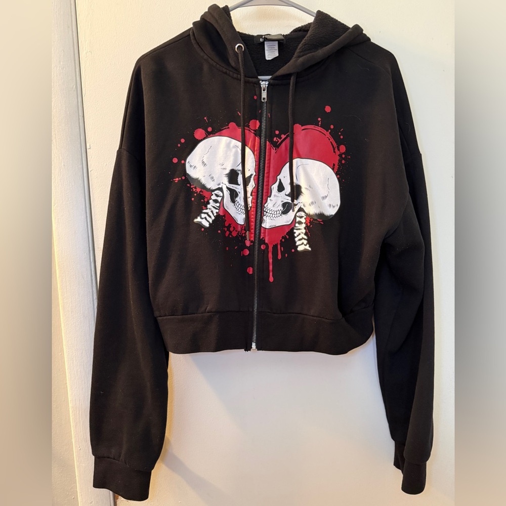 Social Collision Cropped Lovers Hoodie